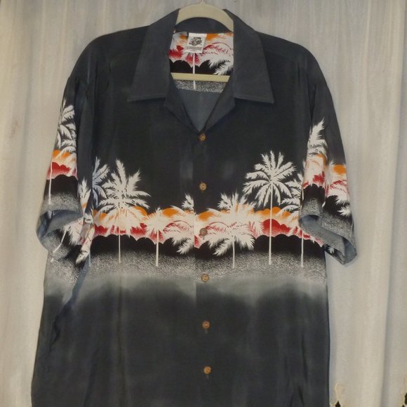 - Summer sale- KENNINGTON LTD men's palm tree-print HAWAIIAN Shirt./ XL - Picture 1 of 9
